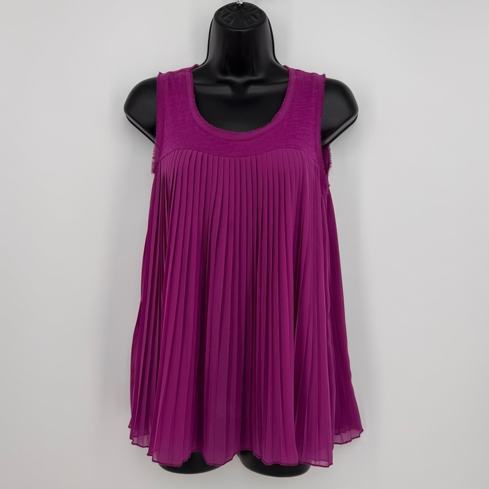 Design History Womens Sleeveless‎ Pleated Top Purple Size S